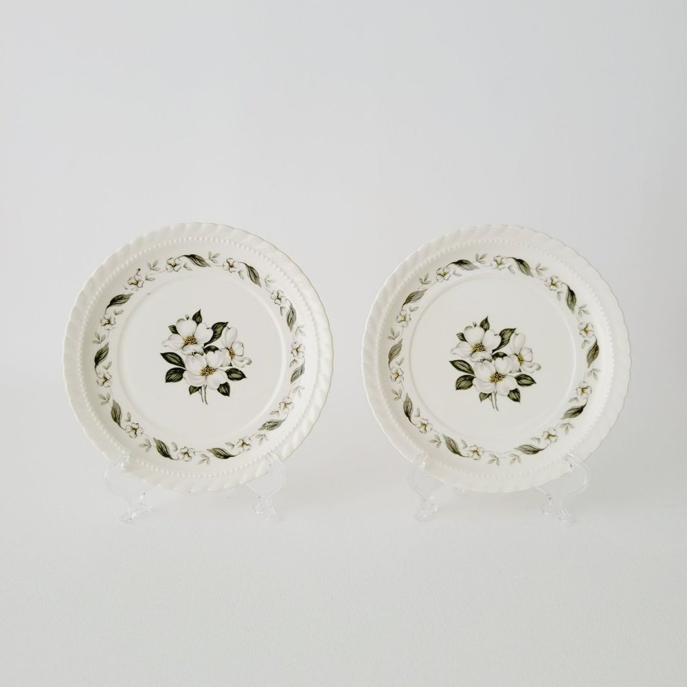 Steubenville Monticello Bread Plates, Cornelia Dogwood Floral, 1940s USA Made